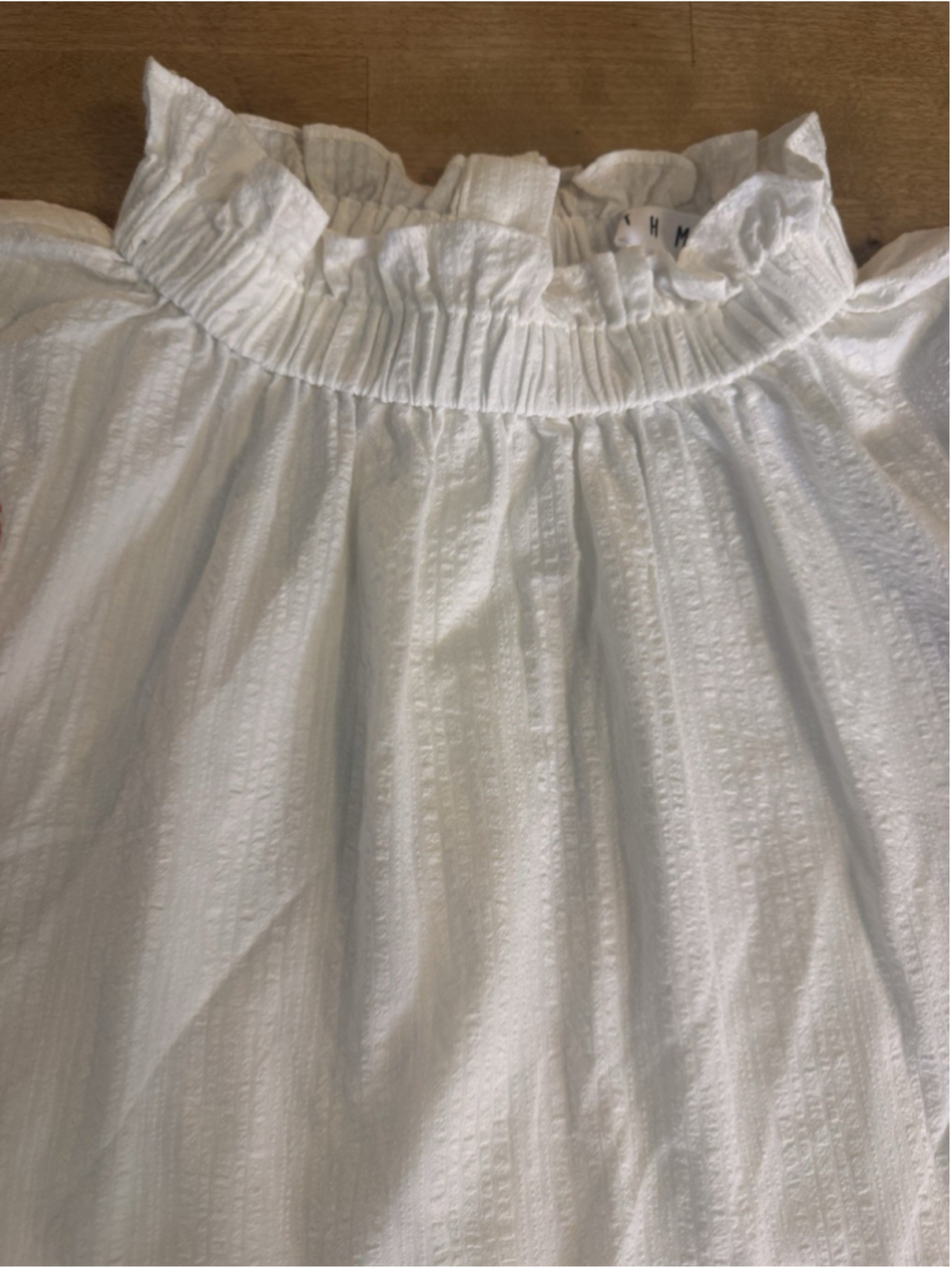 THML White Blouse with Colorful Puff Sleeves Cotton Size Small - Picture 4 of 8